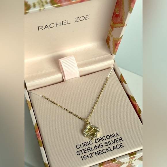 Rachel Zoe Clover Necklace Cubic Zirconia 925 Sterling Silver - Picture 5 of 6
